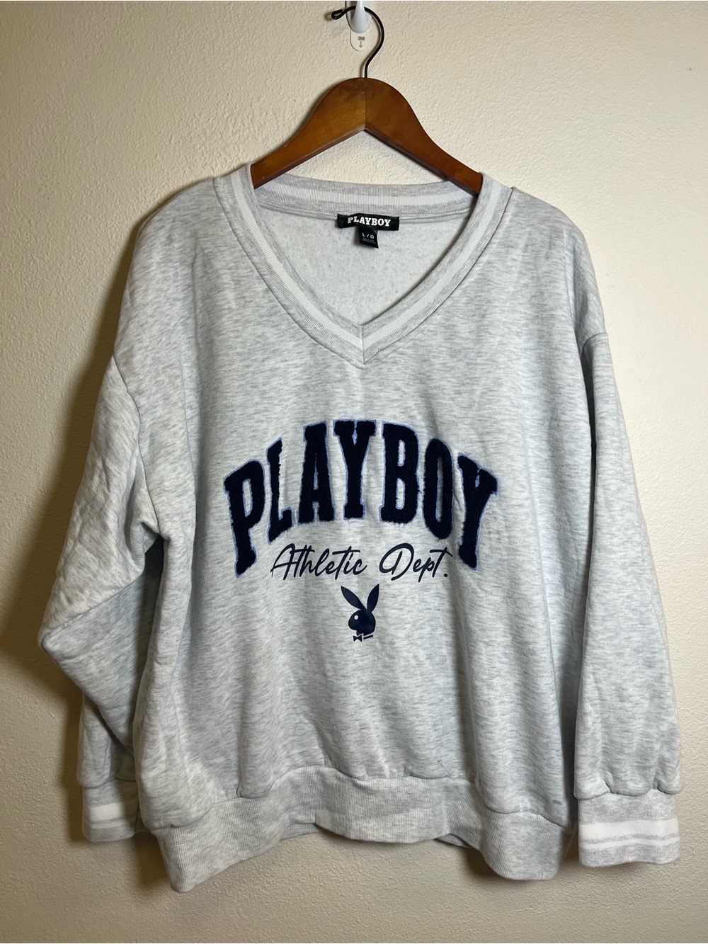 Playboy Athletic Dept. Light Gray Varsity Pullover Sweatshirt